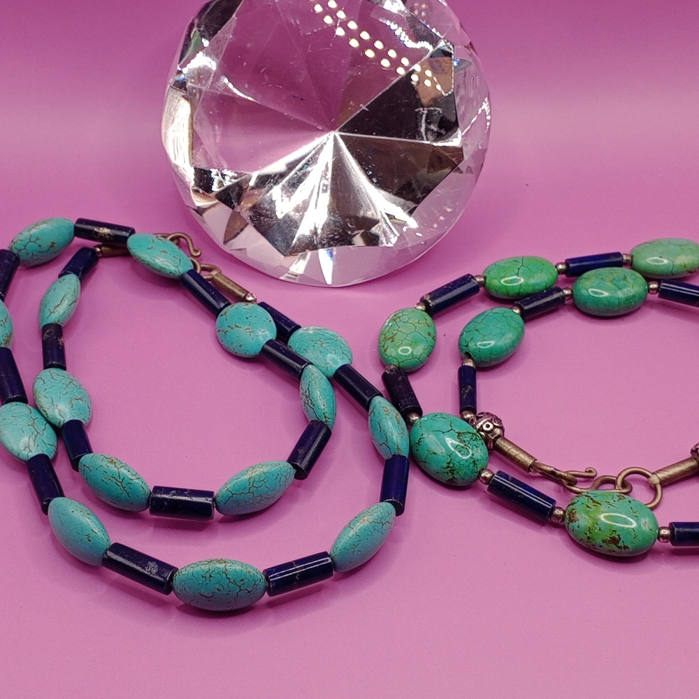 NEW Turquoise and Lapis Lazuli Natural Stone Necklace